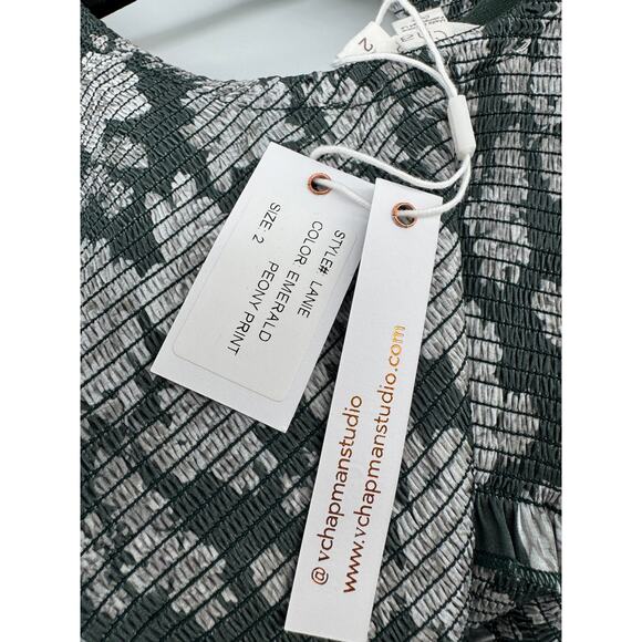 V. Chapman Lanie Maxi Dress Emerald Peony Print Ruffles Wedding Guest Size 2 NEW - Picture 8 of 10